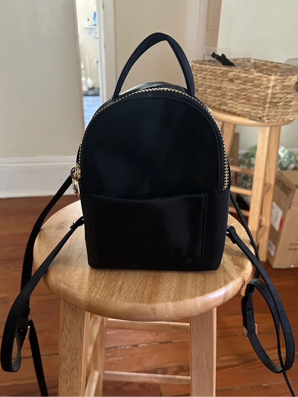 Stoney Clover Lane Black Mini Backpack Crossbody with Gold Hardware